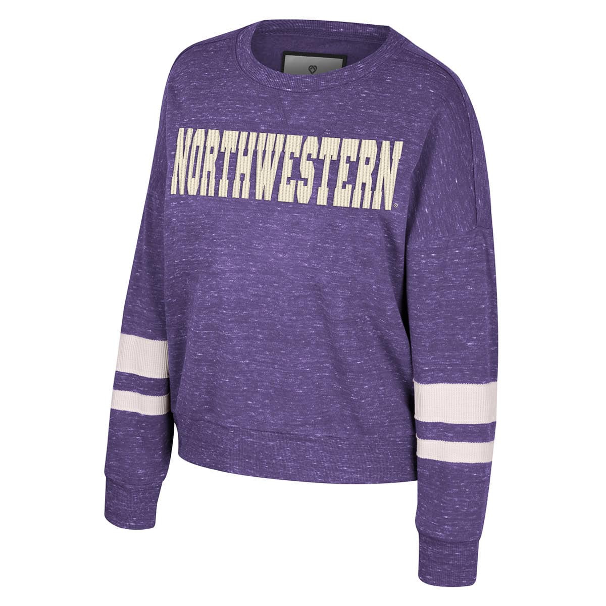 Northwestern University Wildcats Colosseum Women's Lost City Speckle Purple Crewneck Fleece
