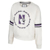 Northwestern University Wildcats Colosseum Women's Novelist Crewneck Fleece with N-Cat Design