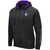 Northwestern University Wildcats Colosseum Black Zip-hood Sweatshirt With Left Chest Embroidered N-Cat Design