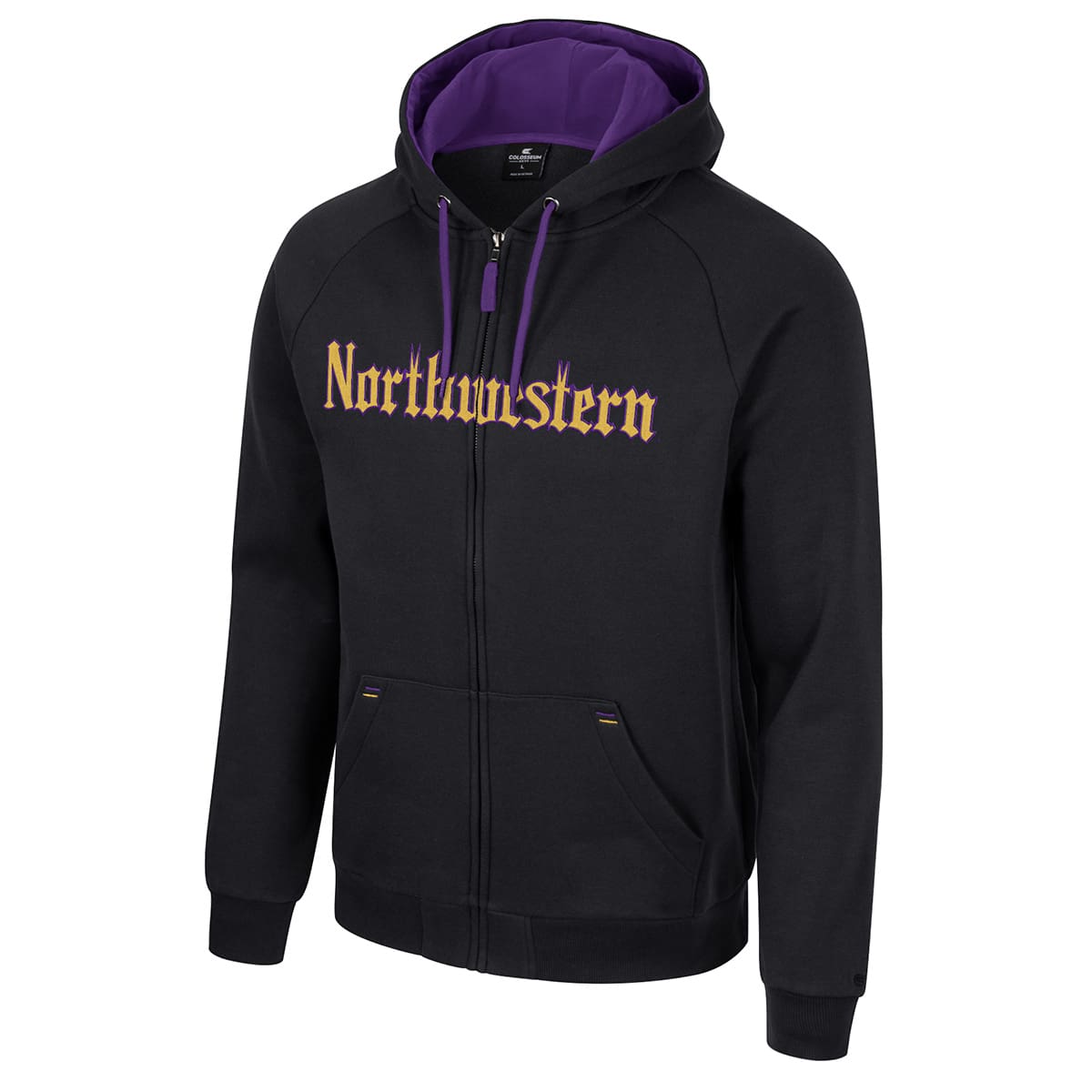 Northwestern University Wildcats Colosseum Men's Gothic Black I'll Be Back Full Zip Hoodie