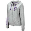 Northwestern University Wildcats Ladies Colosseum Supersoft Triblend Grey Zip-hood Sweatshirt With Left Chest Embroidered N-Cat Design