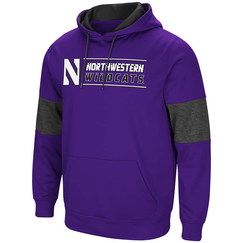 Northwestern University Wildcats Colosseum Purple/Heather Charcoal/Black Men's Red Thirty! Pullover Hooded Sweatshirt with Stylized N Design