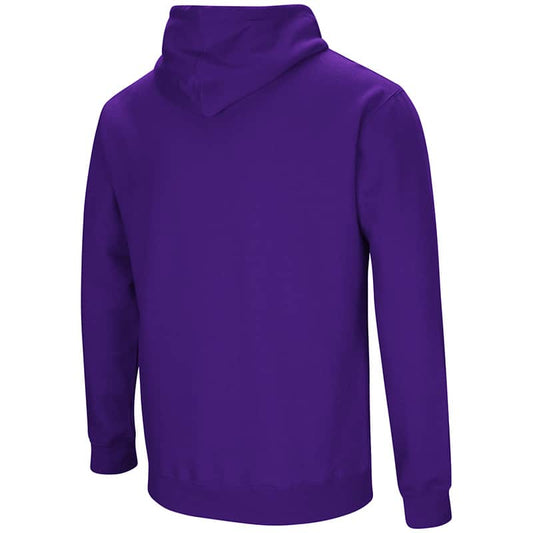 Northwestern University Wildcats Colosseum Purple Men's Playbook Pullover Hooded Sweatshirt with Stylized N Design-Back