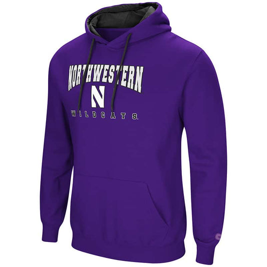 Northwestern University Wildcats Colosseum Purple Men's Playbook Pullover Hooded Sweatshirt with Stylized N Design
