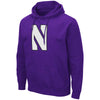 Northwestern University Wildcats Colosseum Men's Purple Hooded Sweatshirt With Appliqué Embroidered Stylized N Design