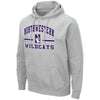 Northwestern University Wildcats Colosseum Men's Silver Hooded Sweatshirt With Appliqué Embroidered Northwestern Over N-Cat Bar Design