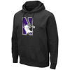 Northwestern University Wildcats Colosseum Men's Black Hooded Sweatshirt With Appliqué Embroidered N-cat Design