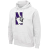 Northwestern University Wildcats Colosseum Men's White Hooded Sweatshirt With Appliqué Embroidered N-Cat Design