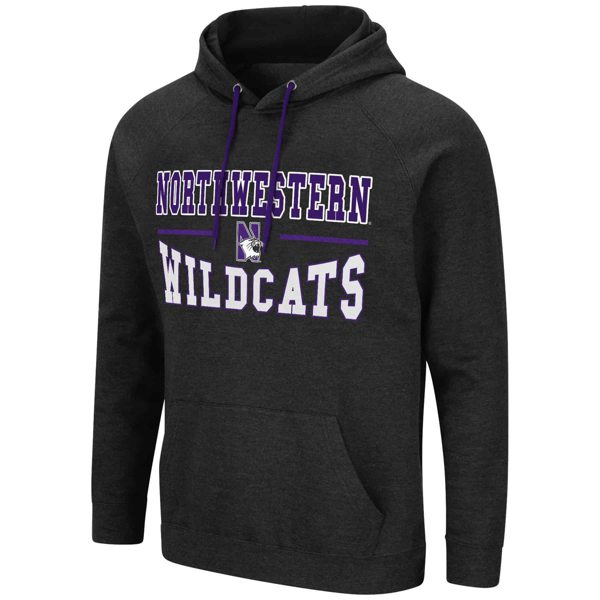 Northwestern University Wildcats Colosseum Men's Black Heather Parks Pullover Hoodie