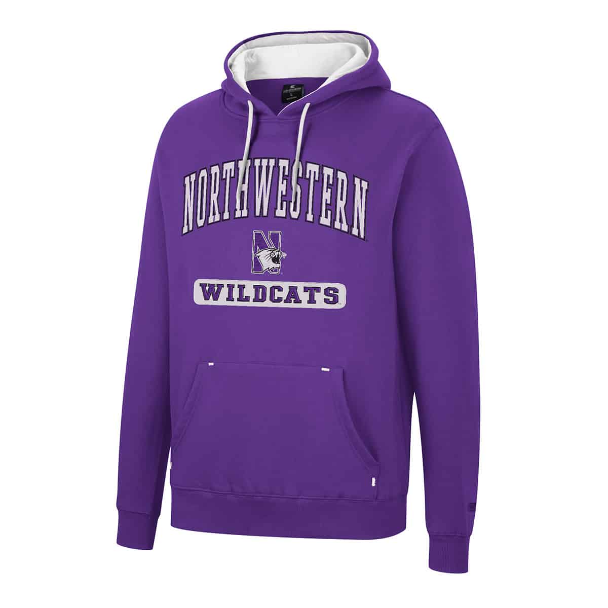 Northwestern University Wildcats Colosseum Men's Purple Scholarship Hoodie With Northwestern, N-Cat and Wildcats Design
