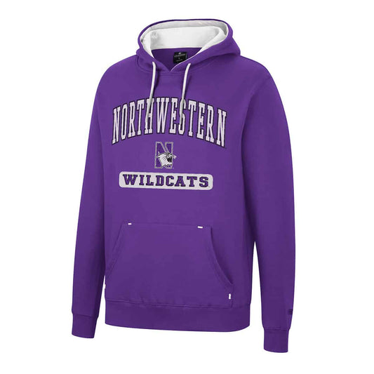 Northwestern University Wildcats Colosseum Men's Purple Scholarship Hoodie With Northwestern, N-Cat and Wildcats Design