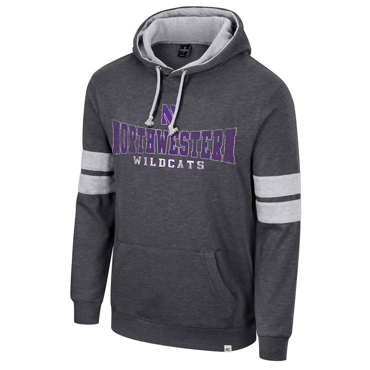 Northwestern University Wildcats Colosseum Men's Heather Grey Love To Hear This Pullover Hoodie