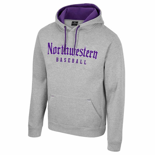 Northwestern University Wildcats Colosseum Men's Gothic Design Baseball I'll Be Back Hoodie