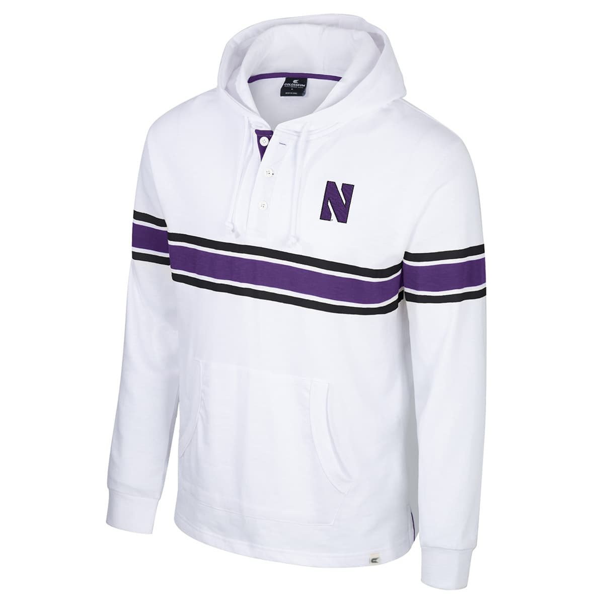 Northwestern University Wildcats Colosseum Men's Byrde Henley White Hoodie