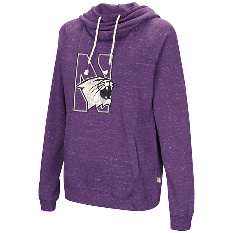 Northwestern University Wildcats Colosseum Purple Heather Womens I'l Go with You Hoodie with N-cat Design