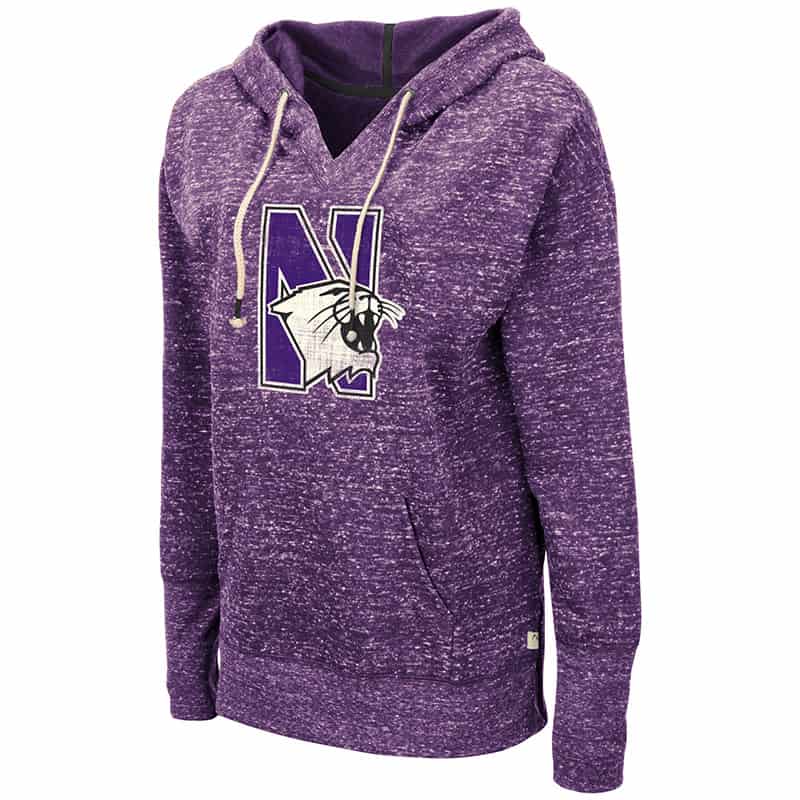 Northwestern University Wildcats Colosseum Ladies Bradshaw Pullover Hooded Sweatshirt with N-Cat Design