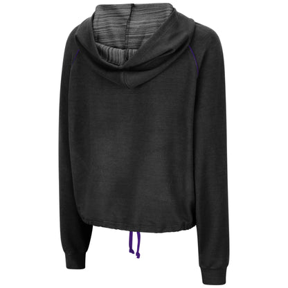 Northwestern University Wildcats Colosseum Ladies Black Harvert Festival Tie Front Hoodie-Black