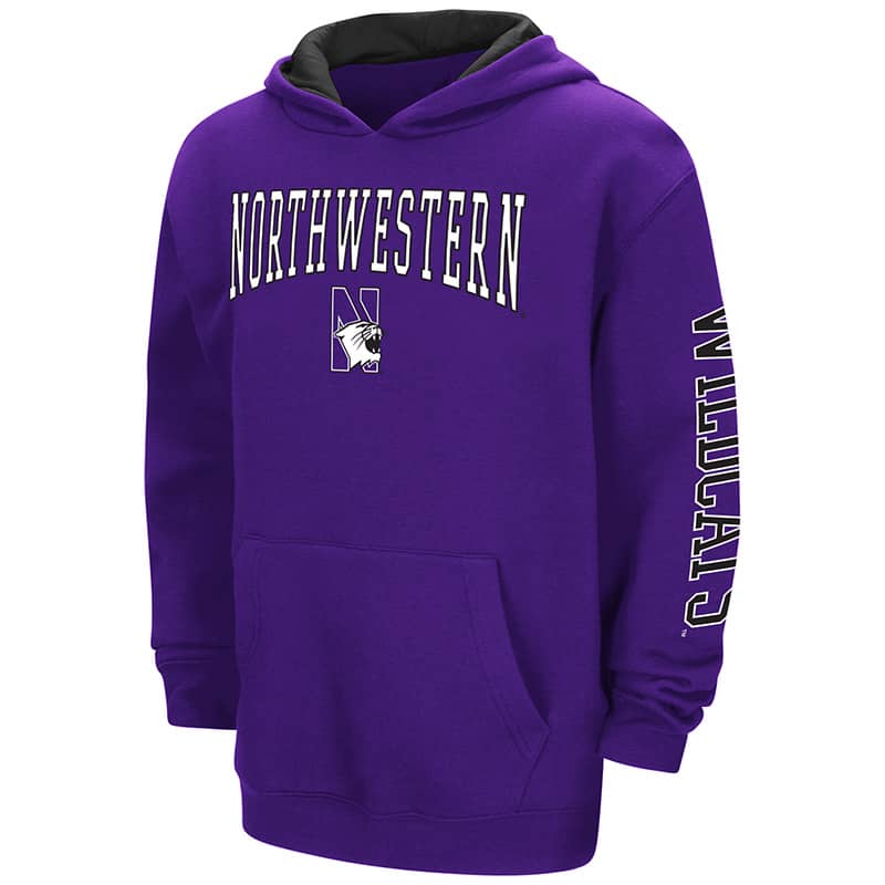 Northwestern University Wildcats Colosseum Purple/ Black Youth Zone Pullover Hoodie with N-Cat Design