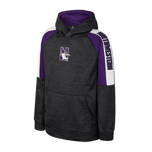 Northwestern University Wildcats Colosseum Youth Rylos Pullover Hoodie (Black/Purple/White)
