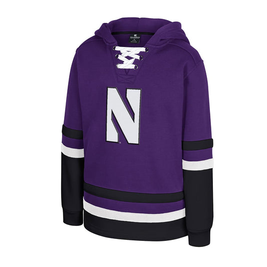 Northwestern University Wildcats Colosseum Youth Gunstar Lace Up Hockey Hoodie (Purple/Black)