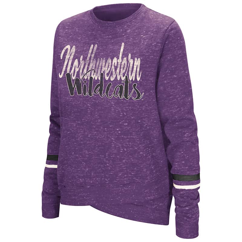 Northwestern University Wildcats Colosseum Ladies Purple Birdie: Pullover with Script Northwestern Wildcats Design