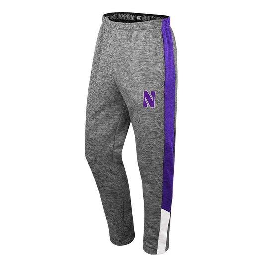 Northwestern University Wildcats Colosseum Men's Dozzer Tapered Leg Pants in Nickel Grey/Limited Purple/Black
