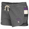 Northwestern University Wildcats Colosseum Ladies Heather Grey Wanna Quit The Gym Fleece Shorts with N-Cat Design