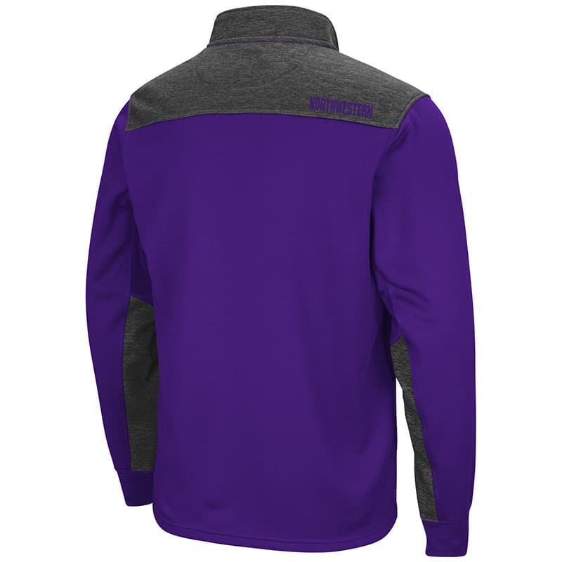 Northwestern University Wildcats Colosseum Men's Purple / Heather Charcoal 1/4 Zip Fleece -Back