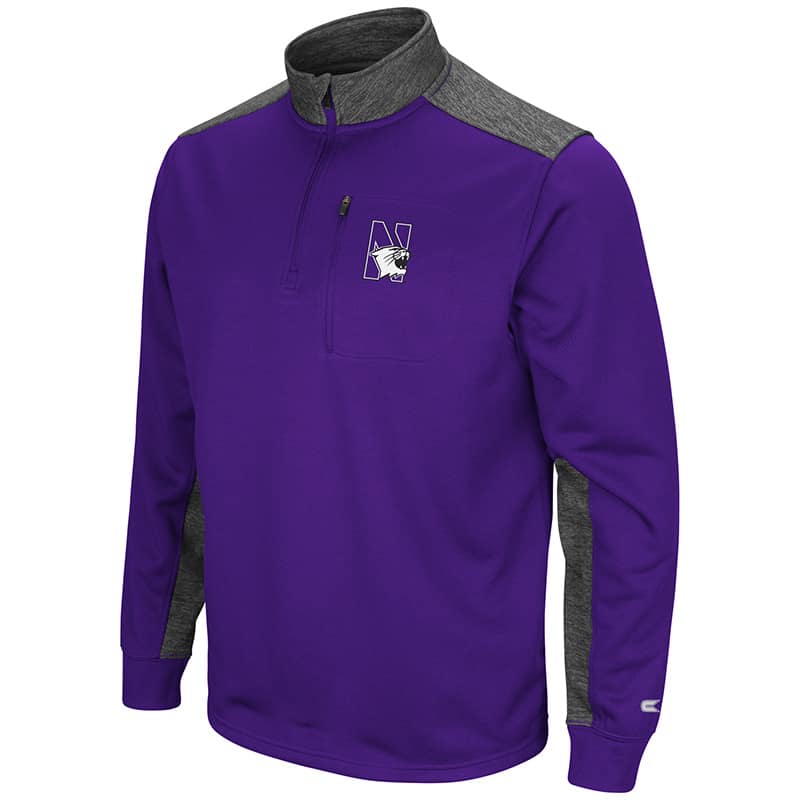 Northwestern University Wildcats Colosseum Men's Purple / Heather Charcoal 1/4 Zip Fleece
