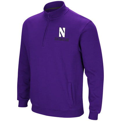 Northwestern University Wildcats Colosseum Men's Purple Playbook 1/4 Zip Fleece with Stylized N Design