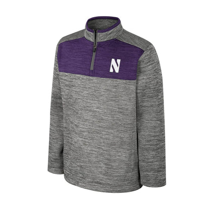 Northwestern University Wildcats Colosseum Youth Rylos 1/4 Zip Fleece (Nickel Grey/Purple)