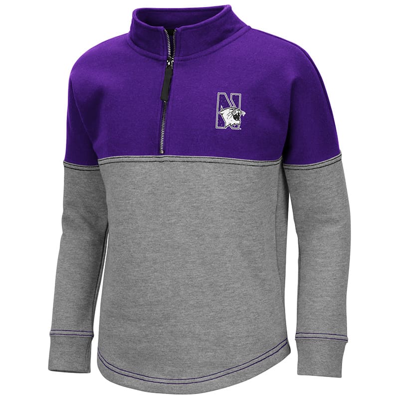 Northwestern University Wildcats Colosseum Girls Dot 1/2 Zip Pullover With N-Cat Design