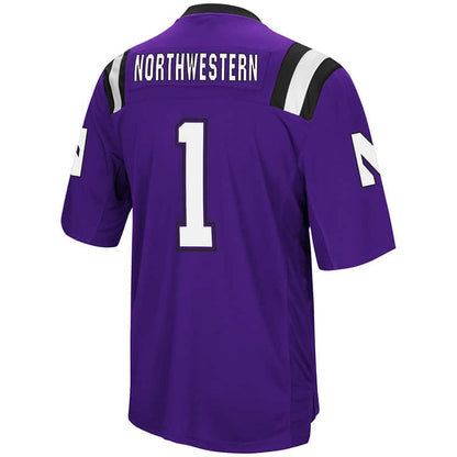 Northwestern University Wildcats Colosseum Men's Purple Foos-Ball Football Jersey with Stylized N Design-Back