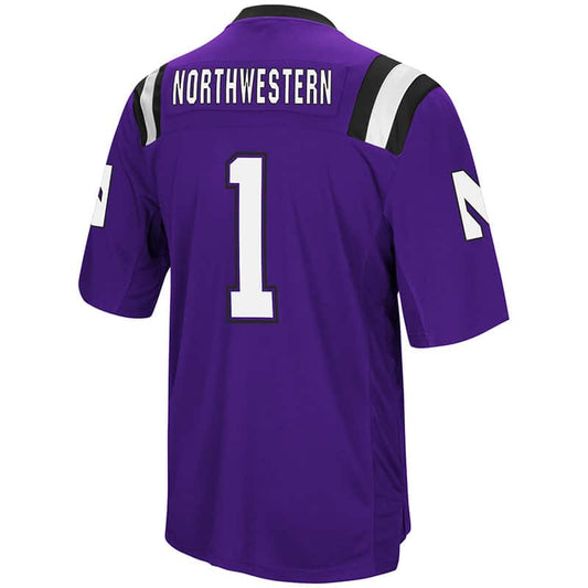 Northwestern University Wildcats Colosseum Men's Purple Foos-Ball Football Jersey with Stylized N Design-Back
