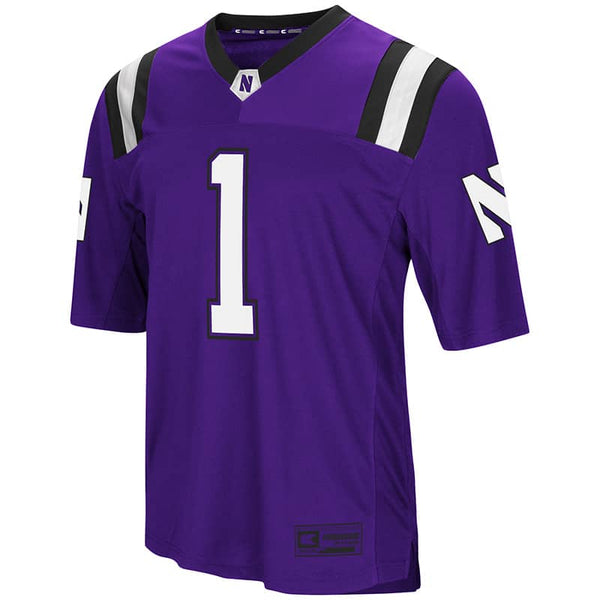 Northwestern University Wildcats Colosseum Men's Purple Foos-Ball Football Jersey with Stylized N Design