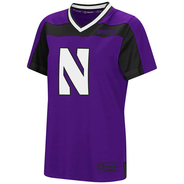 Northwestern University Wildcats Colosseum Ladies Purple/Black My Agent Jersey with Stylized N Design