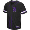 Northwestern University Wildcats Colosseum Men's Black Playball Baseball Jersey with Stylized N Design-Back
