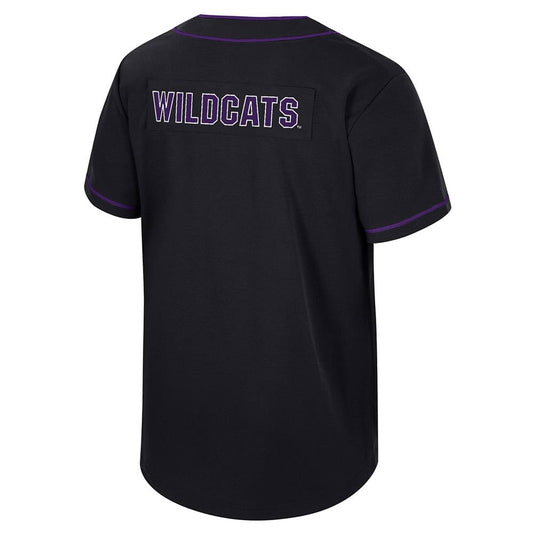 Northwestern University Wildcats Colosseum Men's Detonation Black Baseball Jersey -back