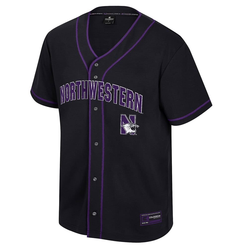 Northwestern University Wildcats Colosseum Men's Detonation Black Baseball Jersey