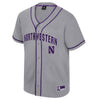 Northwestern University Wildcats Colosseum Men's Detonation Grey Baseball Jersey -front