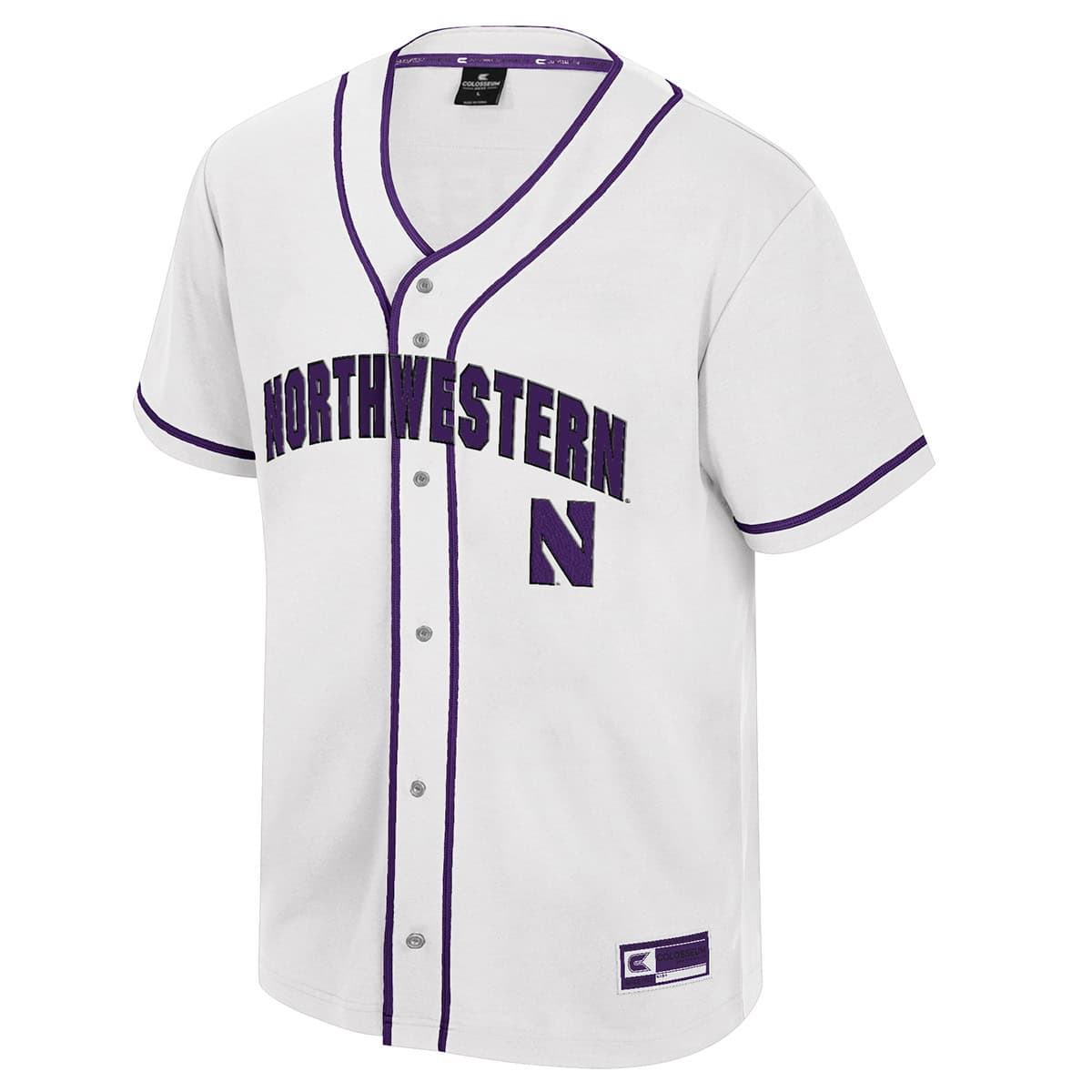 Northwestern University Wildcats Colosseum Men's Detonation White Baseball Jersey