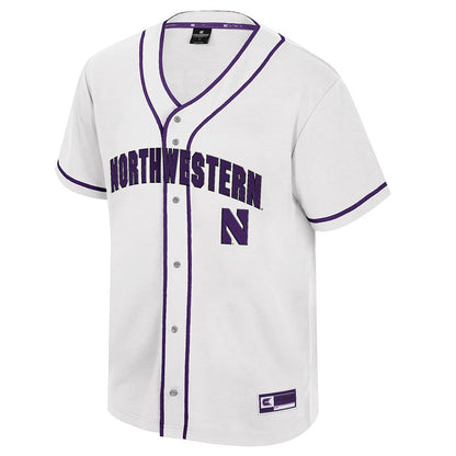 Northwestern University Wildcats Colosseum Men's Detonation White Baseball Jersey