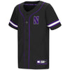 Northwestern University Wildcats Colosseum Youth Black Play Ball Baseball Jersey with Stylized N Design