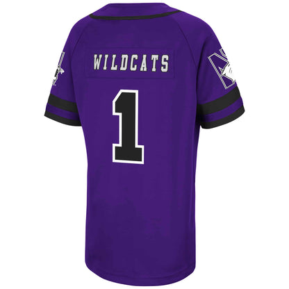 Northwestern University Wildcats Colosseum Youth Purple Turf 'N' Turf Baseball Jersey with Script Northwestern Design-2