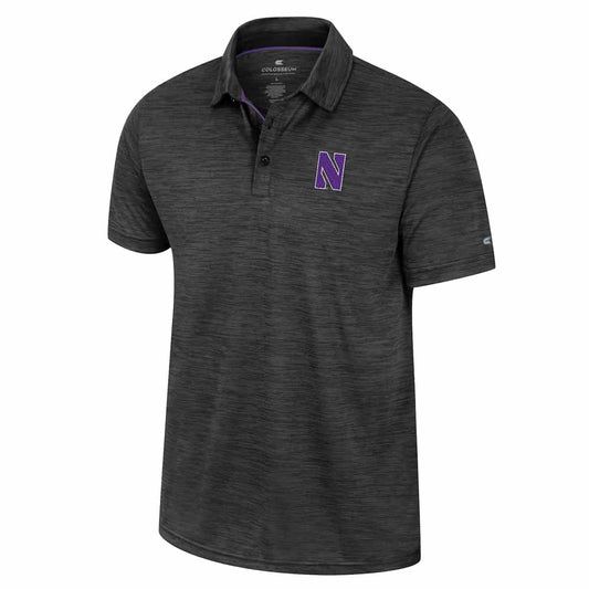 Northwestern University Wildcats Colosseum Men's Black Positraction Polo