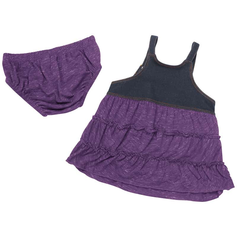 Northwestern University Wildcats Colosseum Infants Black Denim/Purple Dress Setwith N-Cat Design *Back