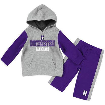 Infant Boys Heather Grey/Purple We Got Us Fleece Set with N-Cat Design