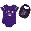 Northwestern University Wildcats Colosseum Infant Boys Chocolate Onesie & Bib Set with Logo
