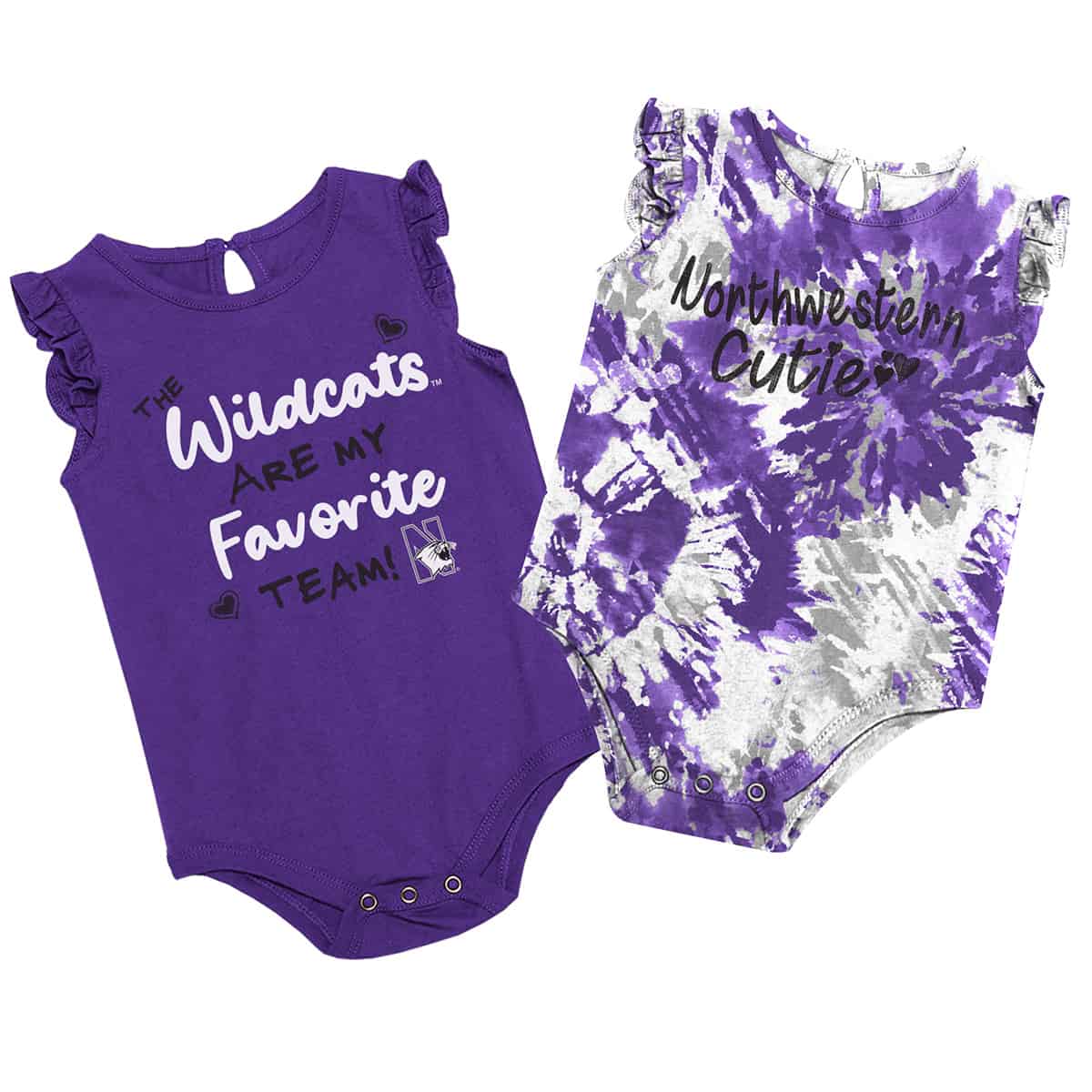 Northwestern University Wildcats Colosseum Infant Girls Two Bits 2-Pack Onesie