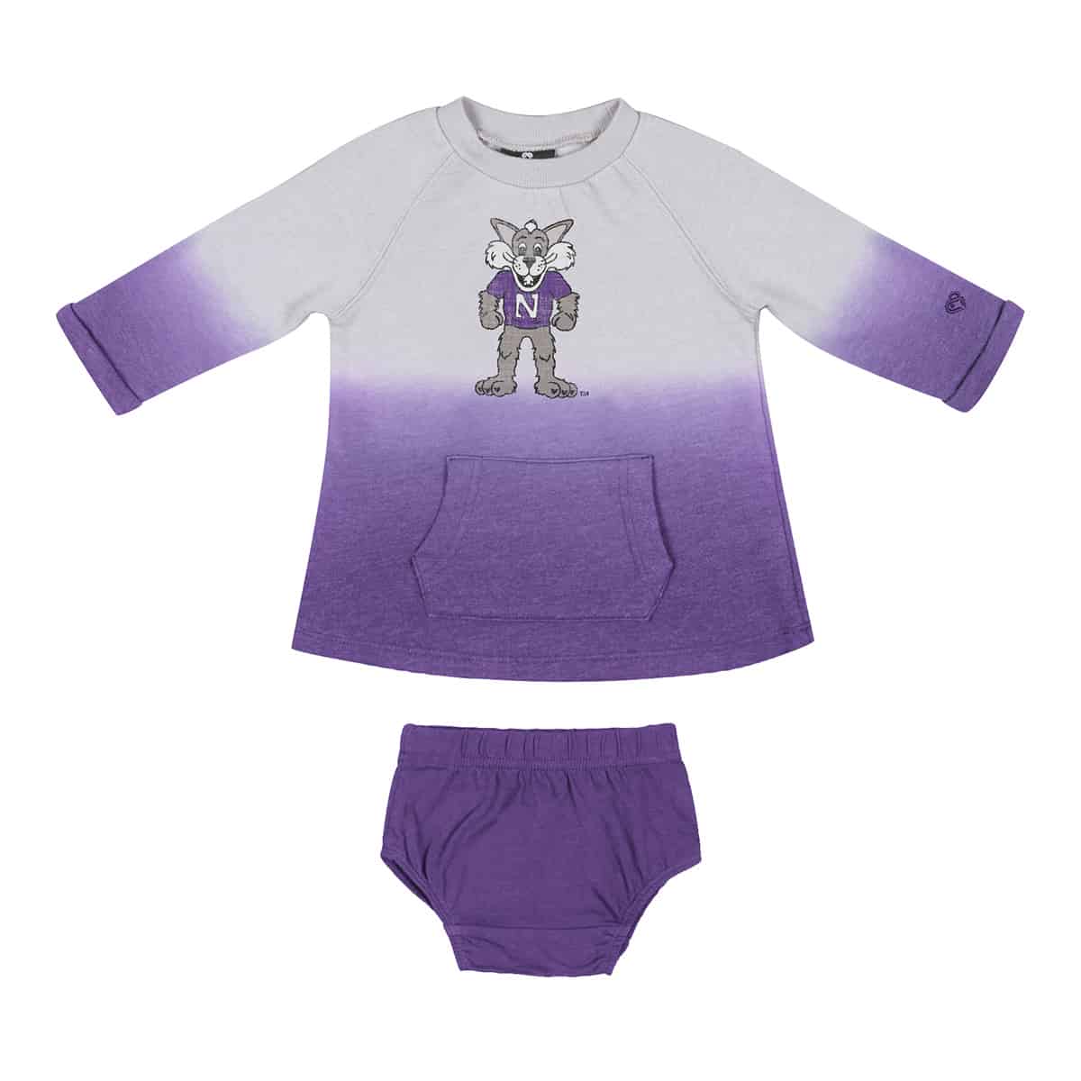 Northwestern University Wildcats Colosseum Infant Girls Hand In Hand Dress & Bloomer Set